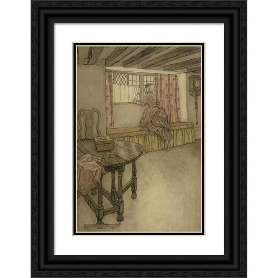Arthur Rackham 17x24 Black Ornate Framed Double Matted Museum Art Print Titled: Strange Faces in the Window (1905)