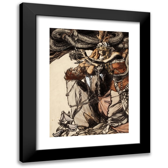 Arthur Rackham 18x24 Black Modern Framed Museum Art Print Titled - Loki and Sigyn (1901)