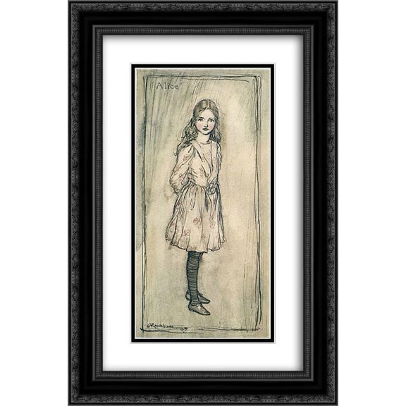Arthur Rackham 2x Matted 16x24 Black Ornate Framed Art Print 'Alice'