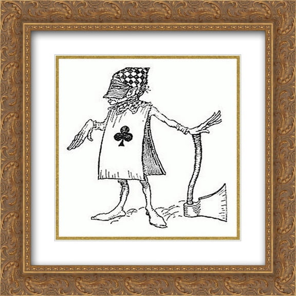 Arthur Rackham 2x Matted 20x20 Gold Ornate Framed Art Print 'The executioner's argument was, that you couldn't cut off a head unless there was a body to cut it off from'
