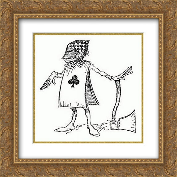 Arthur Rackham 2x Matted 20x20 Gold Ornate Framed Art Print 'The executioner's argument was, that you couldn't cut off a head unless there was a body to cut it off from'