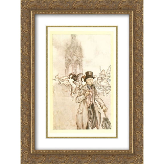 Arthur Rackham 2x Matted 20x24 Gold Ornate Framed Art Print 'Old Mr. Salford was a crab-apple of an old gentleman who wandered all day in the Gardens'