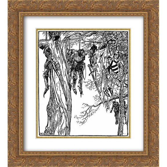 Arthur Rackham 2x Matted 20x24 Gold Ornate Framed Art Print 'The victims of the Red Knight'