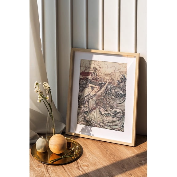 Arthur Rackham - Undine. Vagant Wall Art, Mystical Woman, Kitchen Decor, Beautiful Girl Art, Famous Art, , Poster, Unframed Canvas Size 8x12