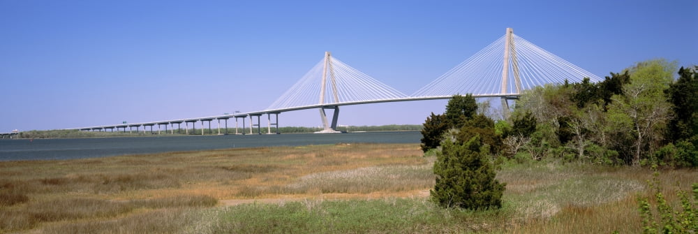 Arthur Ravenel Jr Bridge from Patriots Point Mt Pleasant Charleston County South Carolina USA Canvas Art - Panoramic Images (27 x 9)