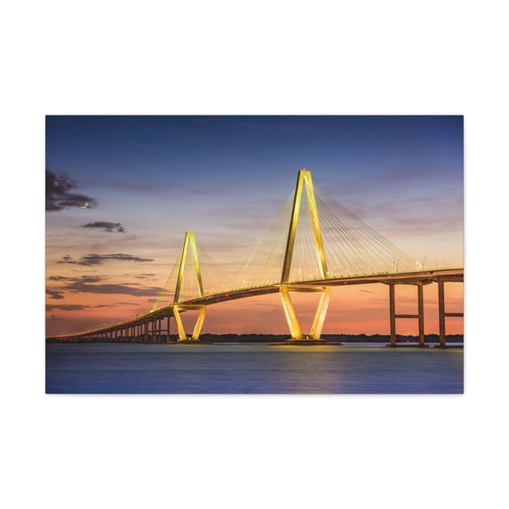 Arthur Ravenel River Bridge Charleston South Carolina Nature Wilderness Photography Canvas Wall Art for Home Decor Ready-to-Hang