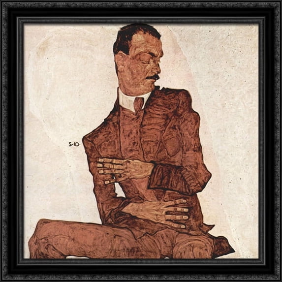 Arthur Roessler 28x28 Large Black Ornate Wood Framed Canvas Art by Egon Schiele