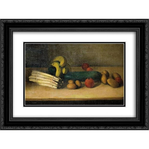 Arthur Segal 2x Matted 24x18 Black Ornate Framed Art Print 'Still life with cucumber'