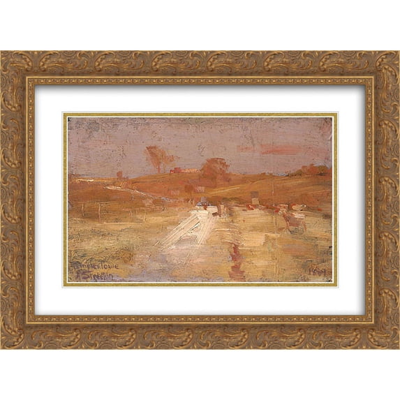 Arthur Streeton 2x Matted 24x18 Gold Ornate Framed Art Print 'A View of Templestowe'