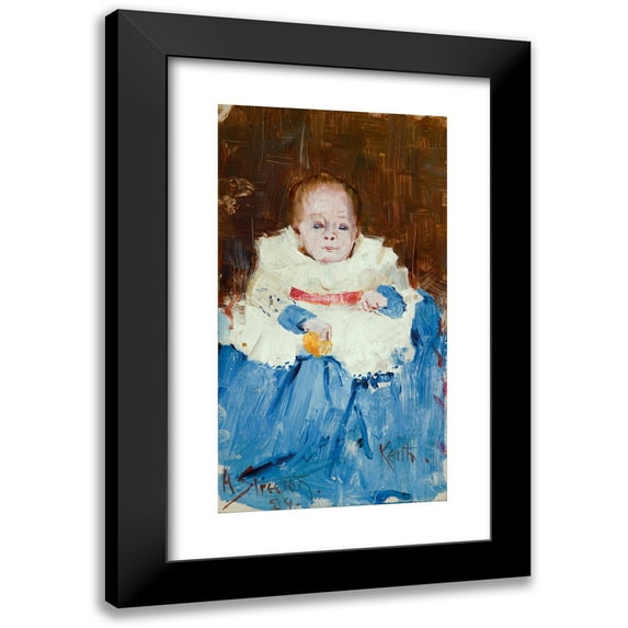 Arthur Streeton 9x14 Black Modern Framed Museum Art Print Titled - Orange, Blue and White (Portrait of Keith) (1889)
