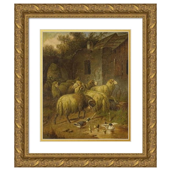 Arthur Trevethin Nowell 15x18 Gold Ornate Wood Frame and Double Matted Museum Art Print Titled - Rural Scene