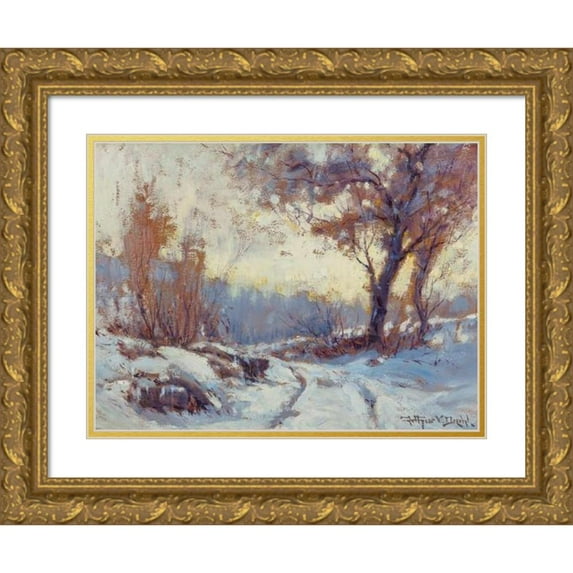 Arthur Vidal Diehl 24x19 Gold Ornate Framed and Double Matted Museum Art Print Titled - Winter Landscape