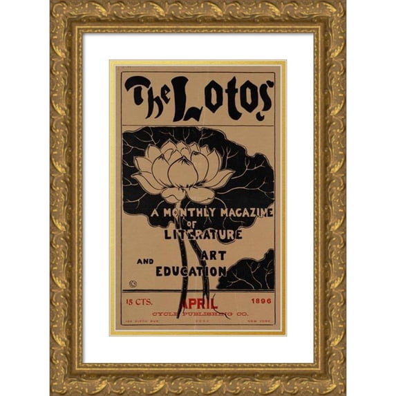 Arthur Wesley Dow 13x18 Gold Ornate Wood Frame and Double Matted Museum Art Print Titled - The Lotos, a Monthly Magazine of Literature and Art Education, April (1896)