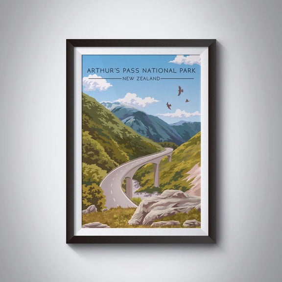 Arthurs Pass National Park New Zealand South Island Art, Unframed Paper Poster 8x10in