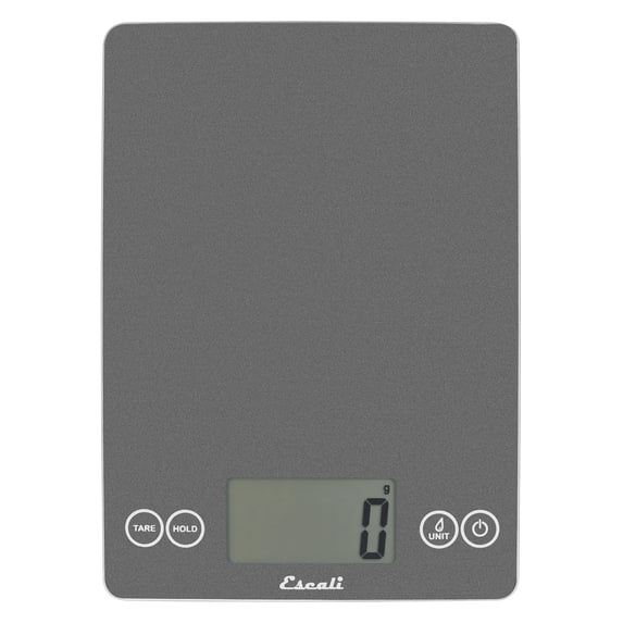 Escali Arti Glass Food Scale Digital Countertop Kitchen, Baking and Cooking Scale with Nutrition and Calorie Counter, 15-Pound Capacity, 9" x 6.5" x .75", Gray Storm