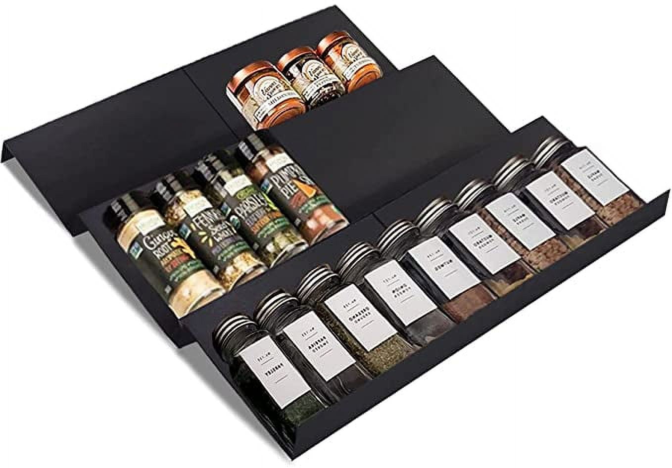 VANGAY Spice Drawer Organizer, 4 Tier Acrylic Spice Rack Organizer for  Drawer, Expandable from 11 to 22, Pack 8, Space Black