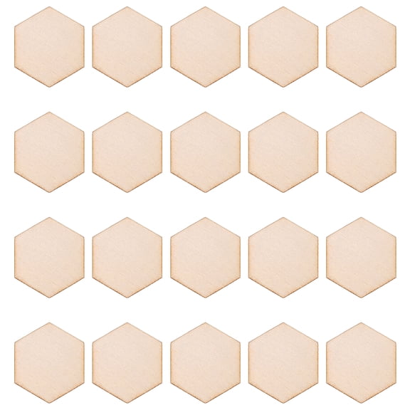 RENACLIPY 100Pcs Khaki Wooden Hexagon Chips Blank Pieces for Crafts, Decorations, and Projects