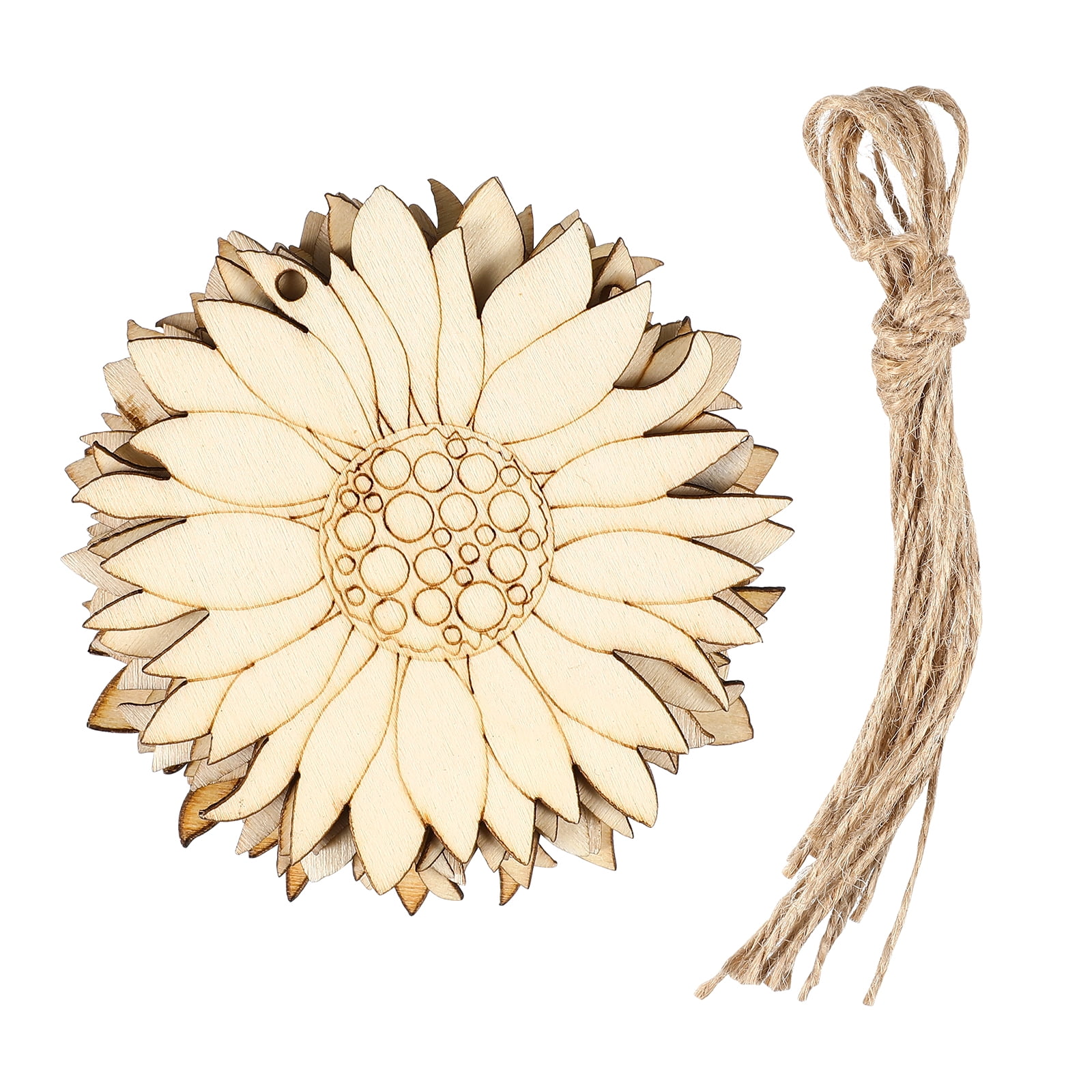 Artibetter 10pcs Unfinished Wooden Sun Flower Embellishments Wood Craft