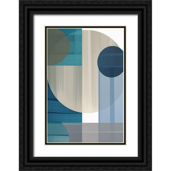 Artic Frame Studio 17x24 Black Ornate Wood Framed with Double Matting Museum Art Print Titled - Abstract Blue III