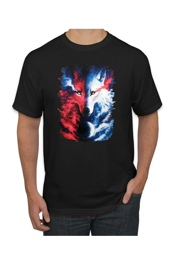 Artic Wolf Light Dark Good Bad Moon | Mens Animal Lover Graphic T-Shirt, Black, X-Large