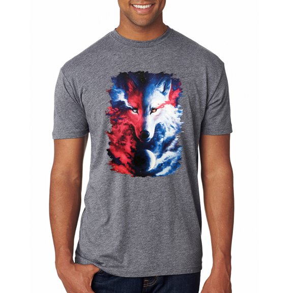 Artic Wolf Light Dark Good Bad Moon | Mens Animal Lover Premium Tri Blend T-Shirt, Premium Heather, Small