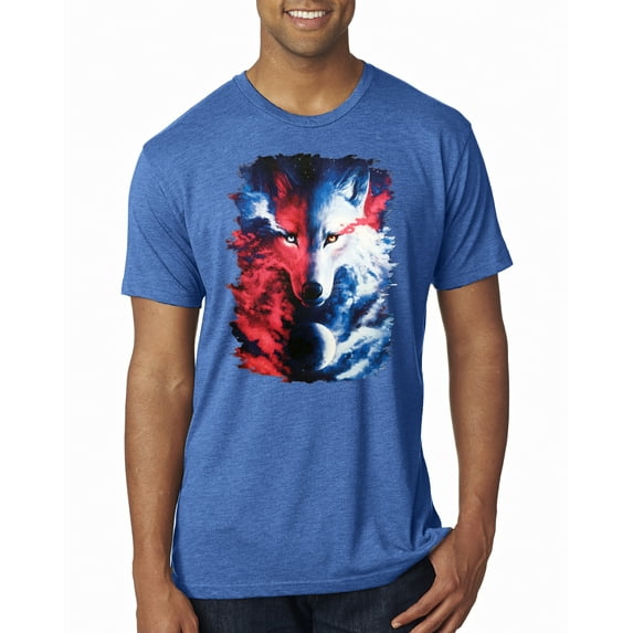 Artic Wolf Light Dark Good Bad Moon | Mens Animal Lover Premium Tri Blend T-Shirt, Vintage Royal, Large