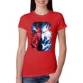 thumbnail image 1 of Artic Wolf Light Dark Good Bad Moon | Womens Animal Lover Slim Fit Junior Tee, Red, Medium, 1 of 4