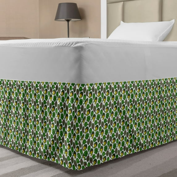 Artichoke Bed Skirt, Vivid Colored Artichokes Cooking Food Eating Groceries Vegan Options, Elastic Bedskirt Dust Ruffle Wrap Around for Bedding Decor, 4 Sizes, Yellow and Fern Green, by Ambesonne