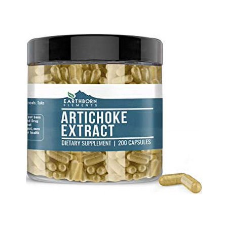 Artichoke Extract 200 Capsules 1020mg Serving by Earthborn Elements Pure & Natural Health Supplement Easy-to-Swallow Made in USA Non-GMO