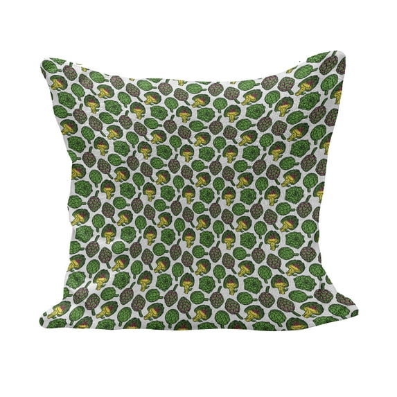 Artichoke Fluffy Throw Pillow Cushion Cover, Vivid Colored Artichokes Cooking Food Eating Groceries Vegan Options, Decorative Square Accent Pillow Case, 26" x 26", Yellow and Fern Green, by Ambesonne