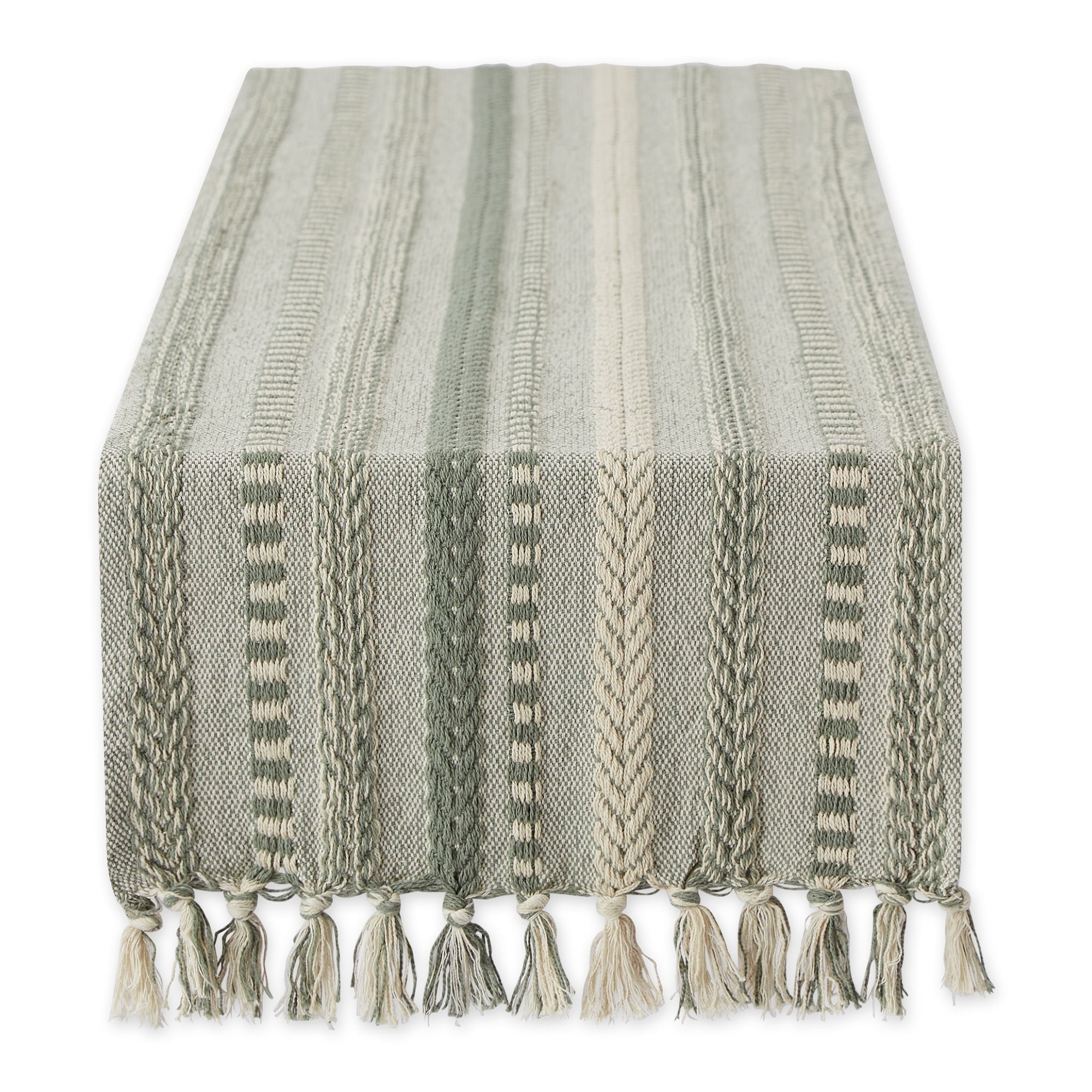 Artichoke Green Braided Stripe Table Runner 15x72