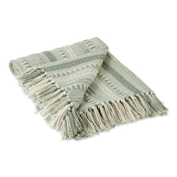 Artichoke Green Braided Stripe Throw