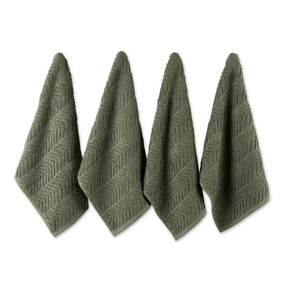 Artichoke Green Chevron Luxury Barmop (Set of 4)