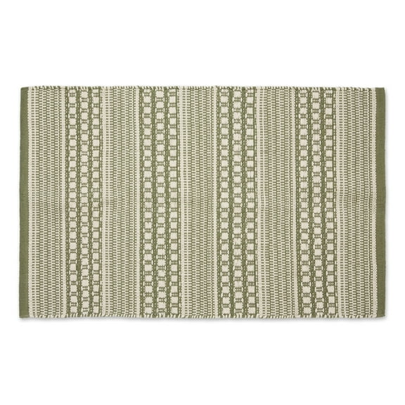 Artichoke Green Dobby Stripe Hand-Loomed Rug 2x3 Ft