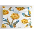 thumbnail image 1 of Artichoke Pillow Sham Abstract Colored Vegetables in Art Nouveau Watercolored Design, Decorative Standard King Size Printed Pillowcase, 36 X 20 Inches, Sky Blue and Earth Yellow, by Ambesonne, 1 of 2