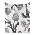 thumbnail image 1 of Artichoke Soft Flannel Fleece Blanket, Faded Colored Black and White Super Foods with Stalks and Leaves Art Print, Cozy Plush for Indoor and Outdoor Use, 70" x 90", Black and White, by Ambesonne, 1 of 6