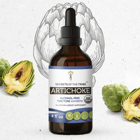 Secrets Of The Tribe Artichoke Organic Tincture Dietary Supplement, Natural Herbal Extract for Liver Support, Certified Organic Artichoke (Cynara scolymus) Dried Leaf, Alcohol-Free Extract Drops 4 oz