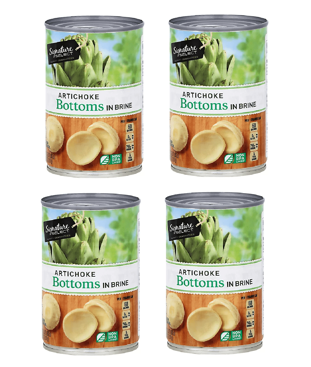 Artichokes Bottoms in Brine - Four (4) Cans 13.75 Oz, Dr. Wt: 7.4 oz (210g)