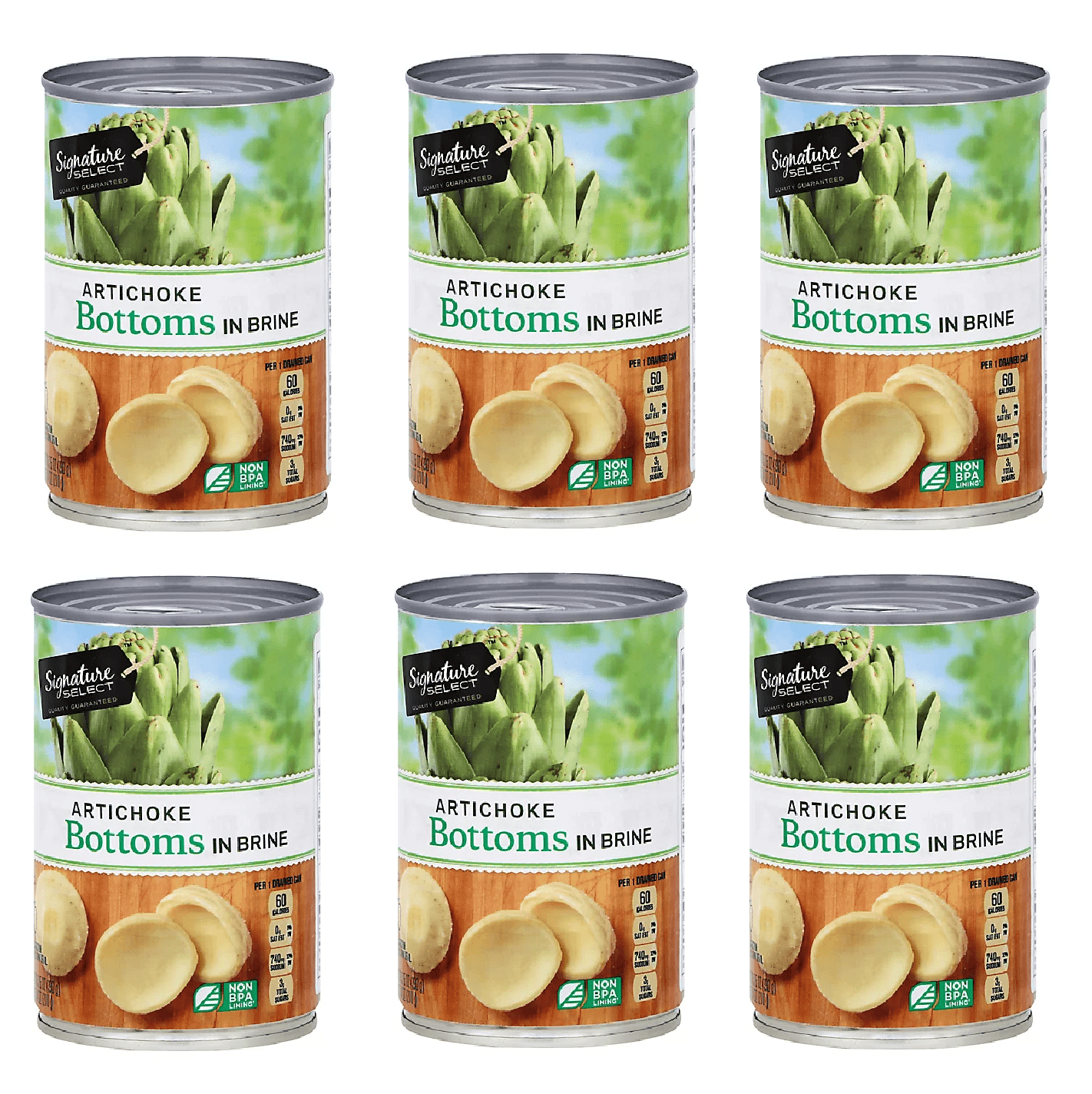 Artichokes in Brine Bottoms, 6 Cans, 13.75 Oz, Gluten-Free