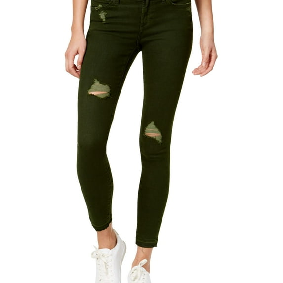 Articles of Society Womens Sara Distressed Skinny Fit Jeans, Green, 28