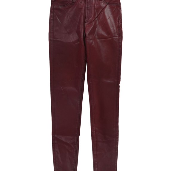 Articles of Society Womens Coated Skinny Fit Jeans, Red, 25