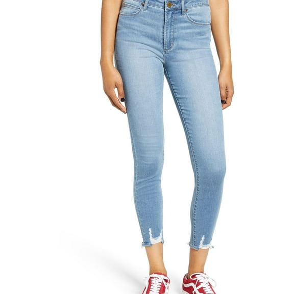 Articles of Society Womens Distressed Hem Skinny Fit Jeans, Blue, 24