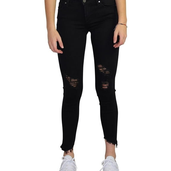 Articles of Society Womens Distressed Skinny Fit Jeans, Black, 24