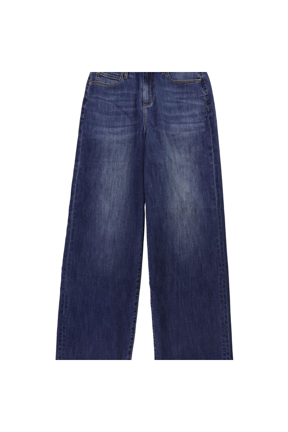 Womens Frayed Hem Wide Leg Jeans, Blue, 25