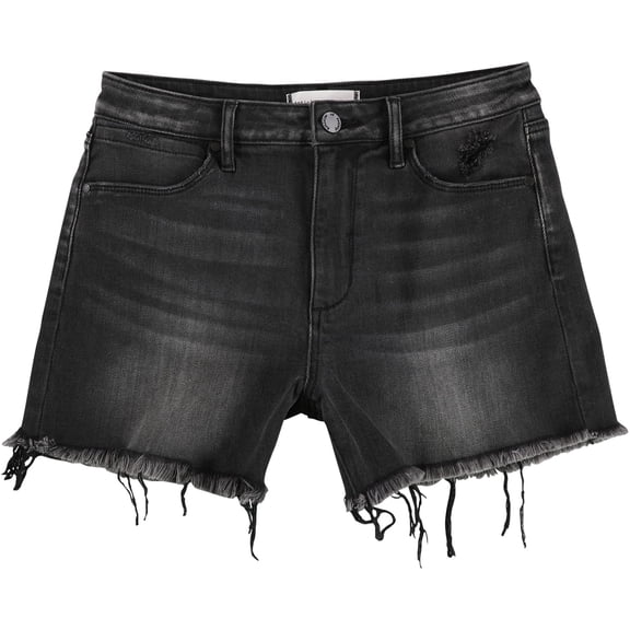 Articles of Society Womens Fringe Casual Denim Shorts, Black, 26