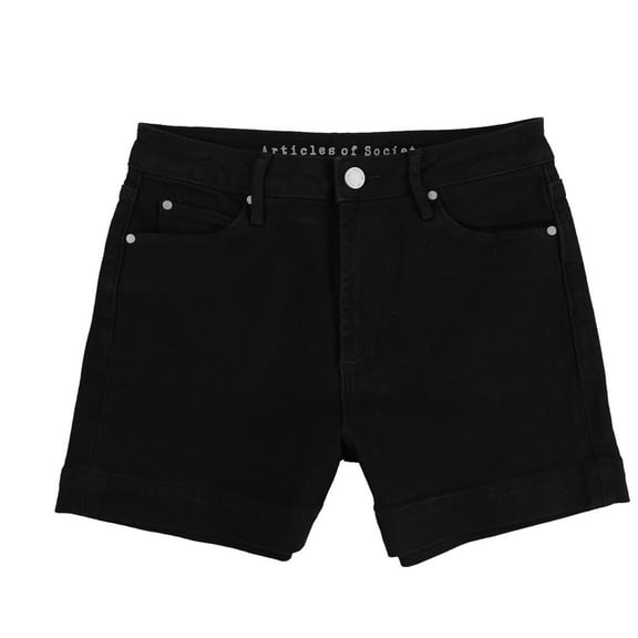 Articles of Society Womens High Rise Casual Denim Shorts, Black, 26