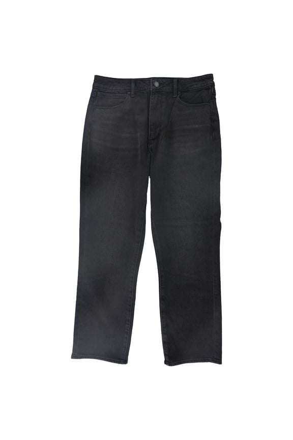 Womens High-Rise Crop Straight Leg Jeans, Black, 27