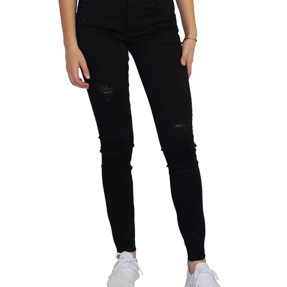 Articles of Society Womens Sarah Cut-Off Hem Skinny Fit Jeans, Black, 25