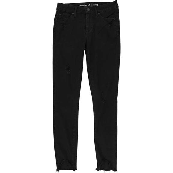 Articles of Society Womens Stephanie Step Hem Skinny Fit Jeans, Black, 26
