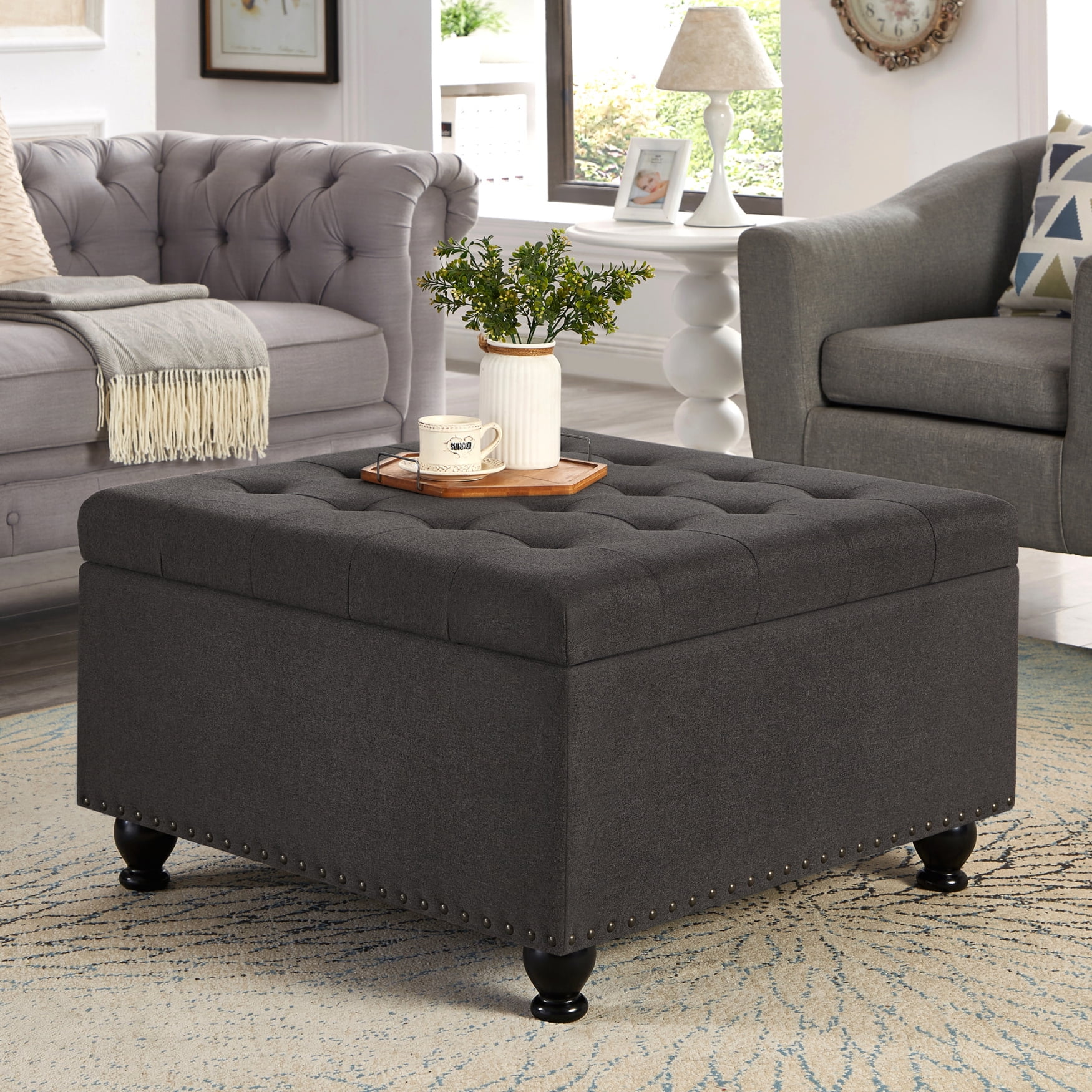 Articscorpion Durable Ottomans, Linen Dark Gray, 30x30x18 in, 36.3 lb
